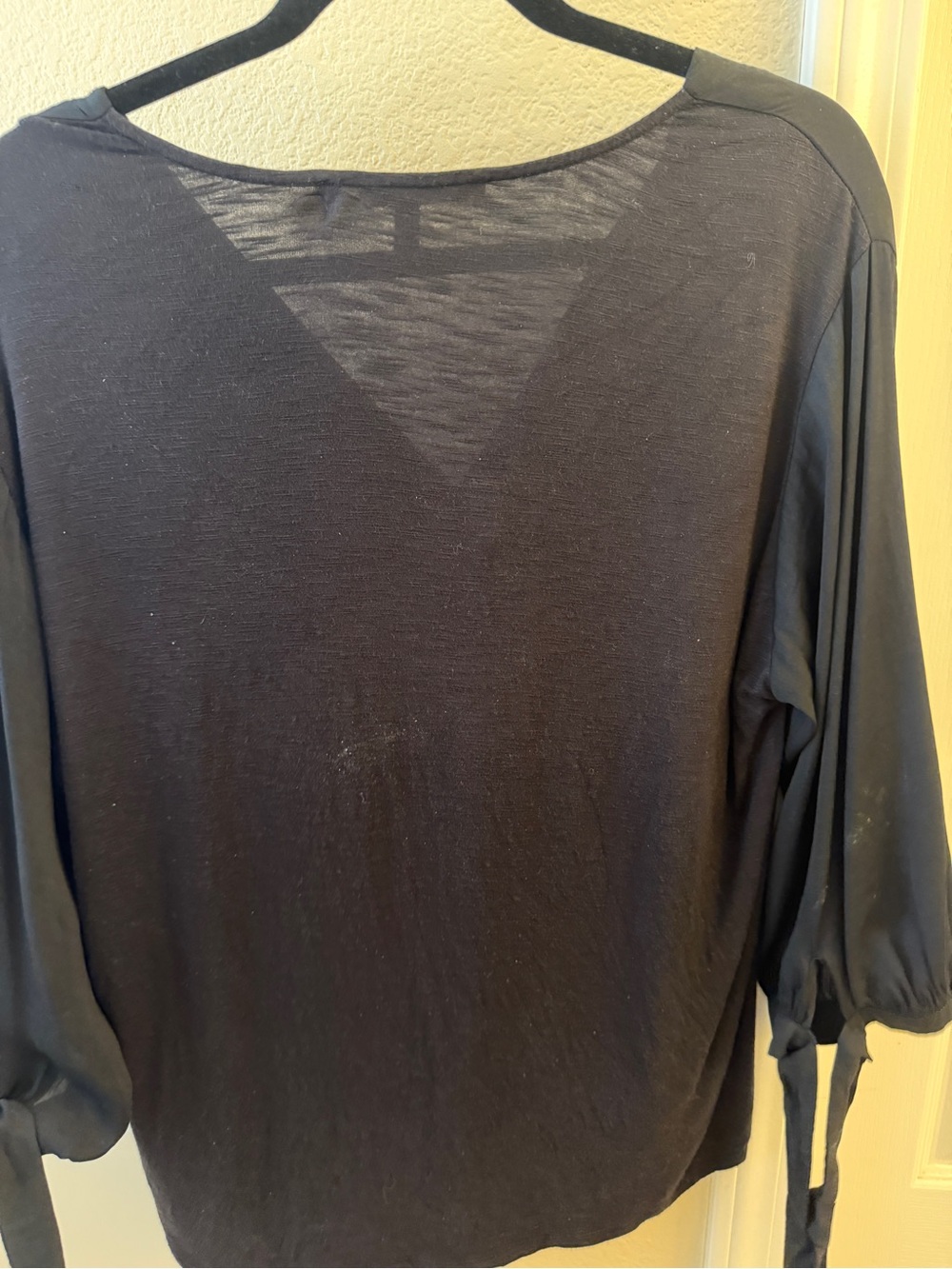 White House Black Market Black Tie-Sleeve Tunic Top